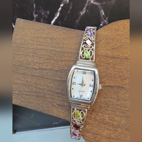 Peridot Garnet Amethyst  Watch New Battery Quartz Stretch Band - Picture 5 of 8
